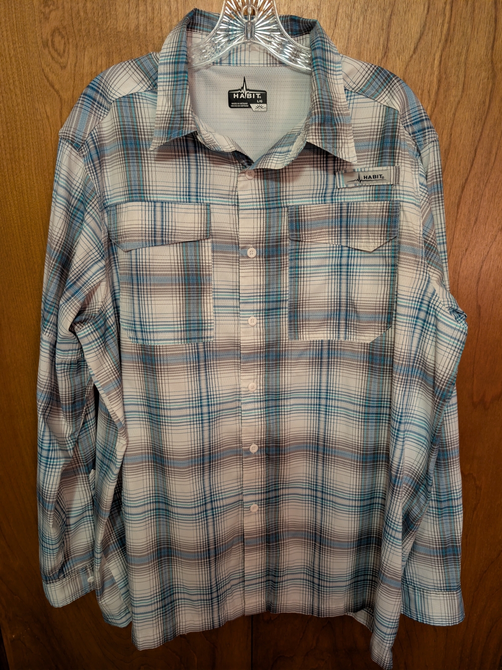 Habit Men’s Blue Plaid Long-Sleeve Button-Down Shirt